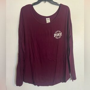 PINK Victoria's Secret Women's Maroon Long Sleeve Top